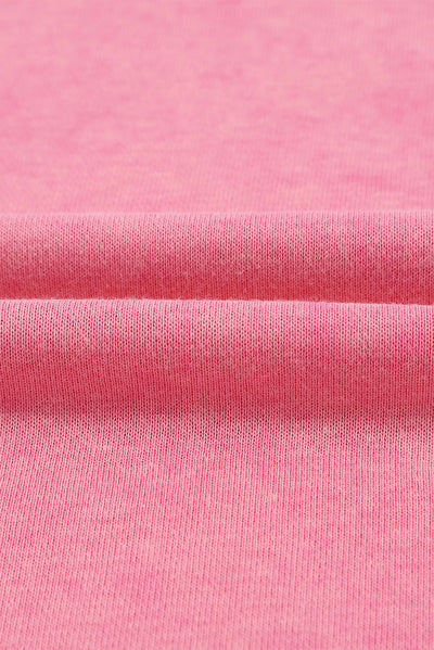 Cali Chic Women Pink Drop Shoulder Ribbed Trim Oversized Sweatshirt