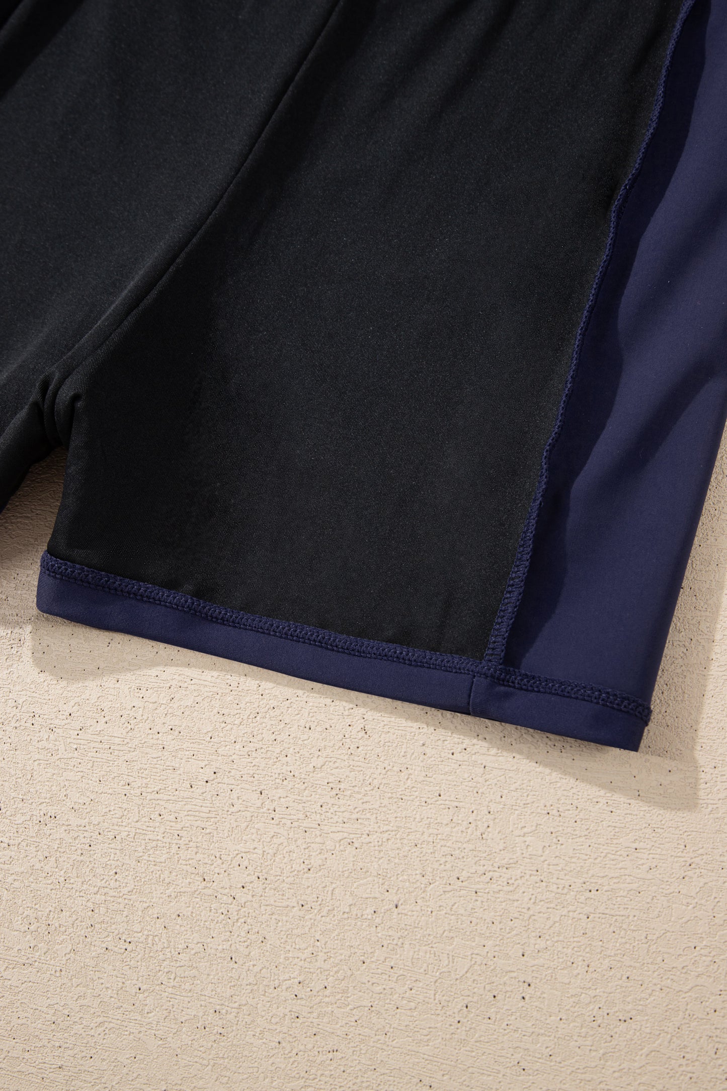 Cali Chic Women Swimsuit Navy Blue Contrast Edge Ruffled High Waist One Piece Swim Dress - Cali Chic