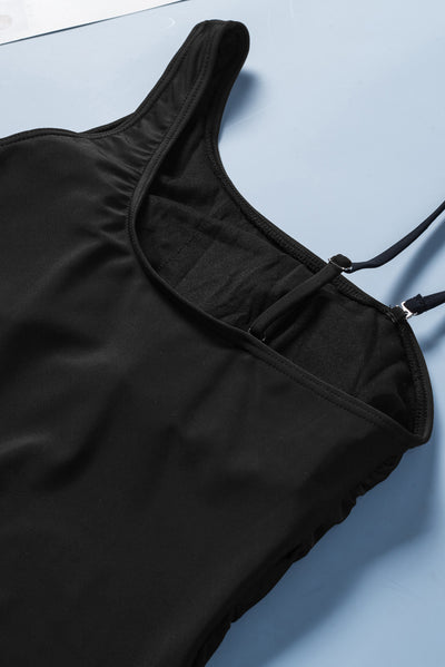Black One-shoulder Mesh Cuouts Monokini
