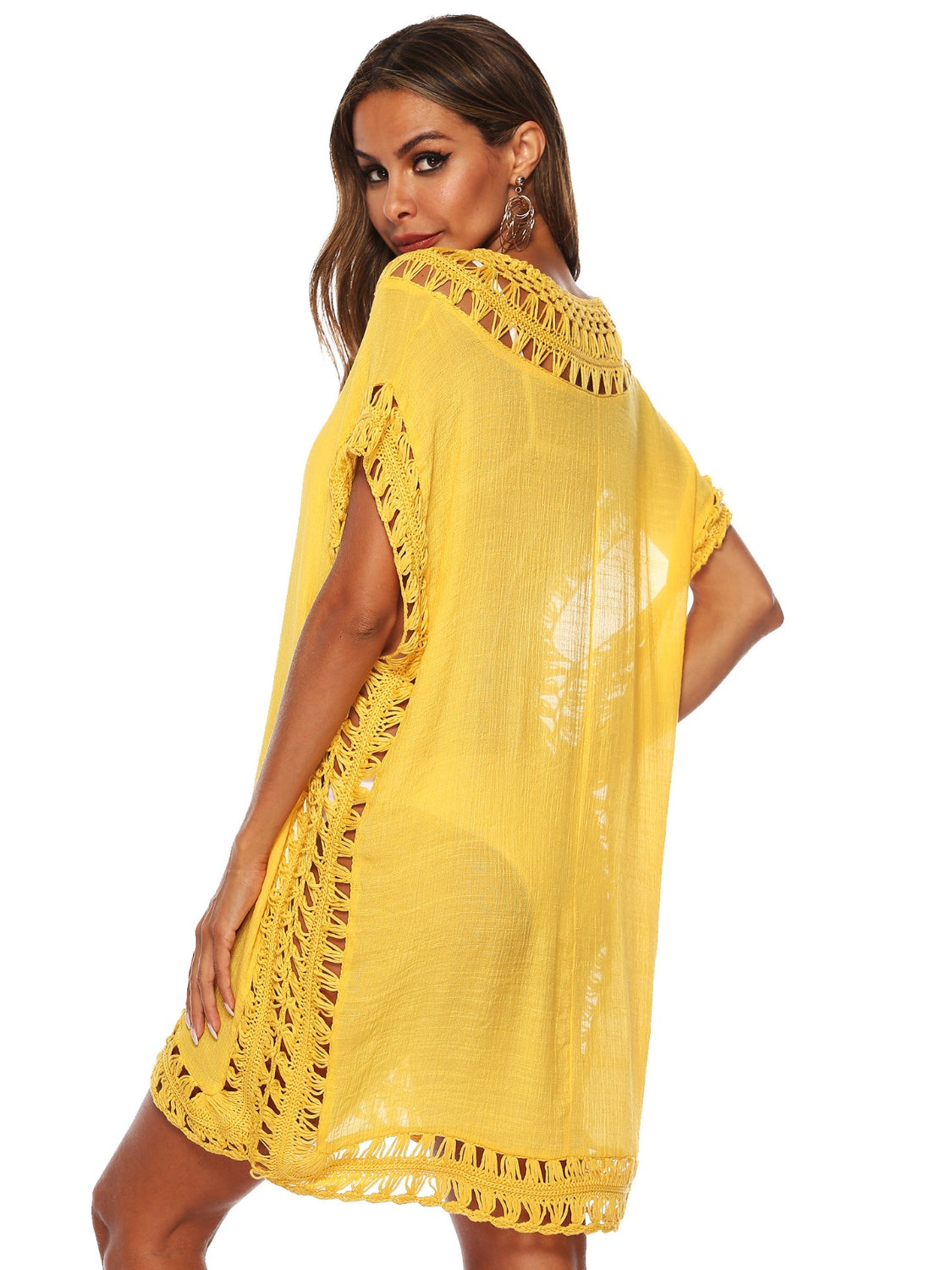 Cali Chic Cutout V-Neck Short Sleeve Cover-Up