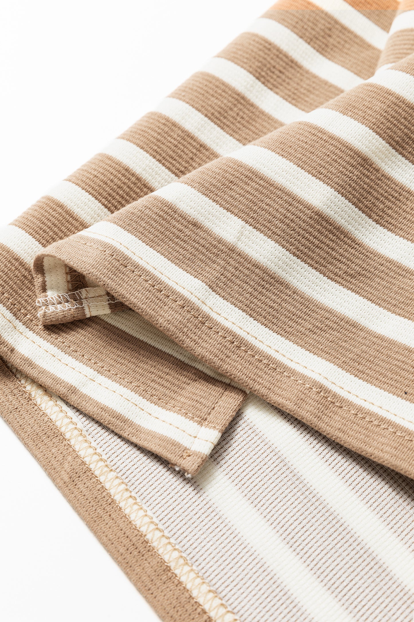 Cali Chic Women Dress Khaki Stripe Tie V Neck Sleeveless Side Slit Midi Dress - Cali Chic