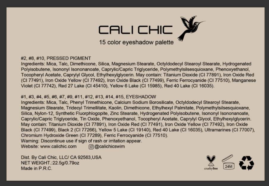 Cali Chic Glitter Nude Eyeshadow Palette Matte Metallic Celebrity Cosmetic Make Up Travel Pack - Cali Chic