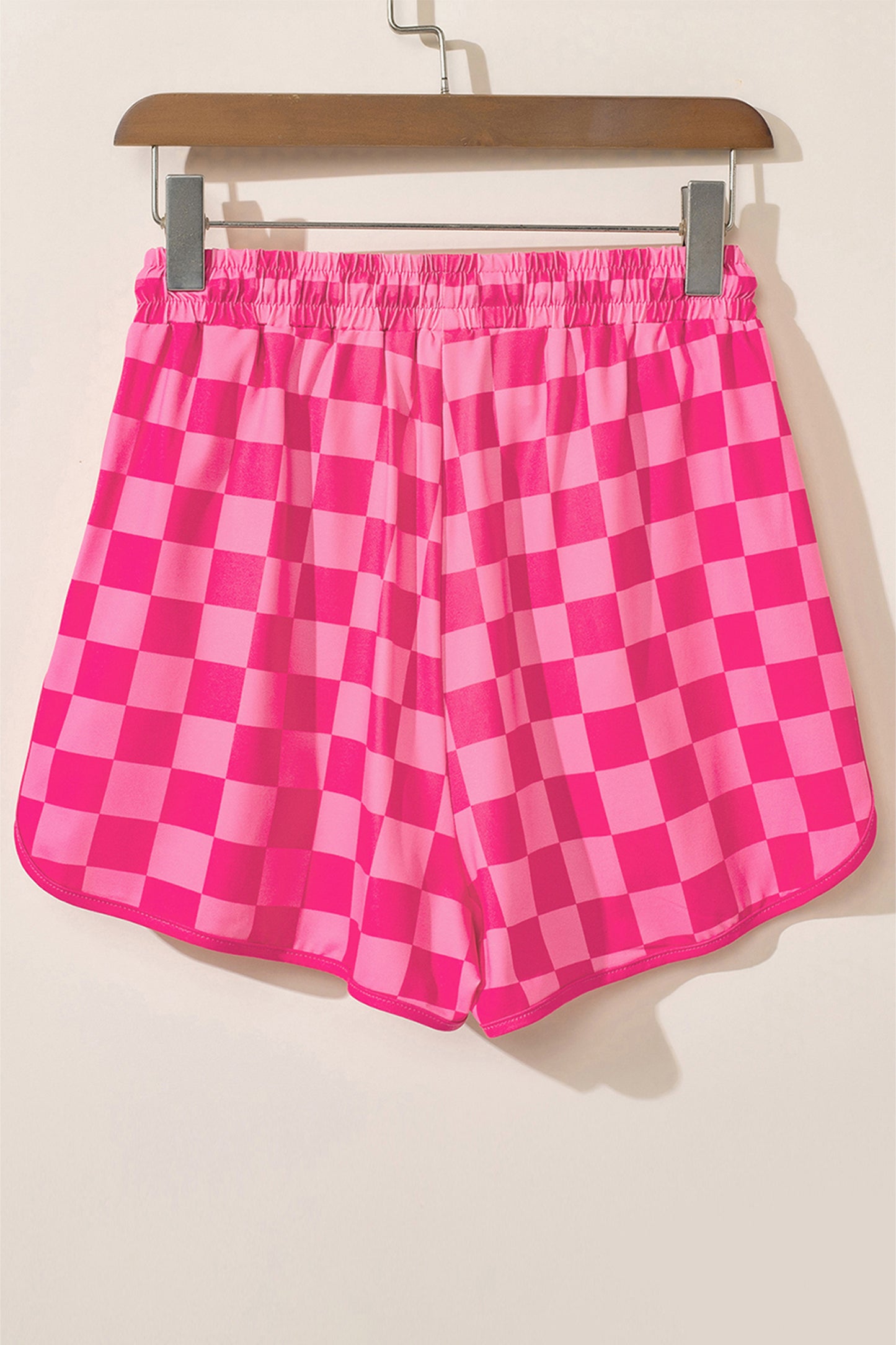Cali Chic Women Shorts Rose Checkered Drawstring Elastic Waist Casual Short