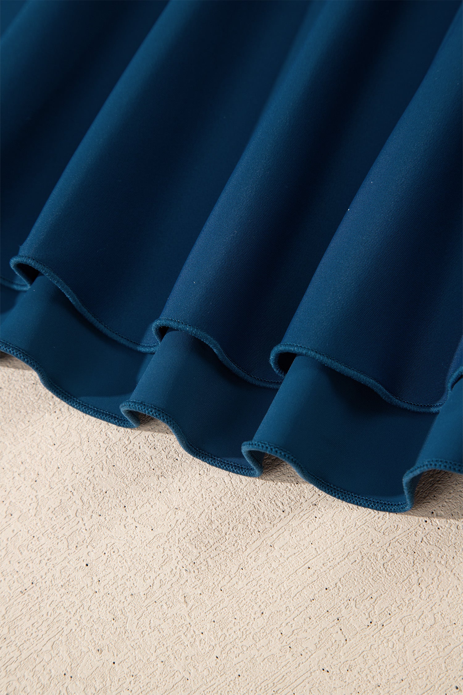 Cali Chic Women Swimsuit Sail Blue Color Block Patchwork Bow Knot Detail Sleeveless Swim Dress - Cali Chic