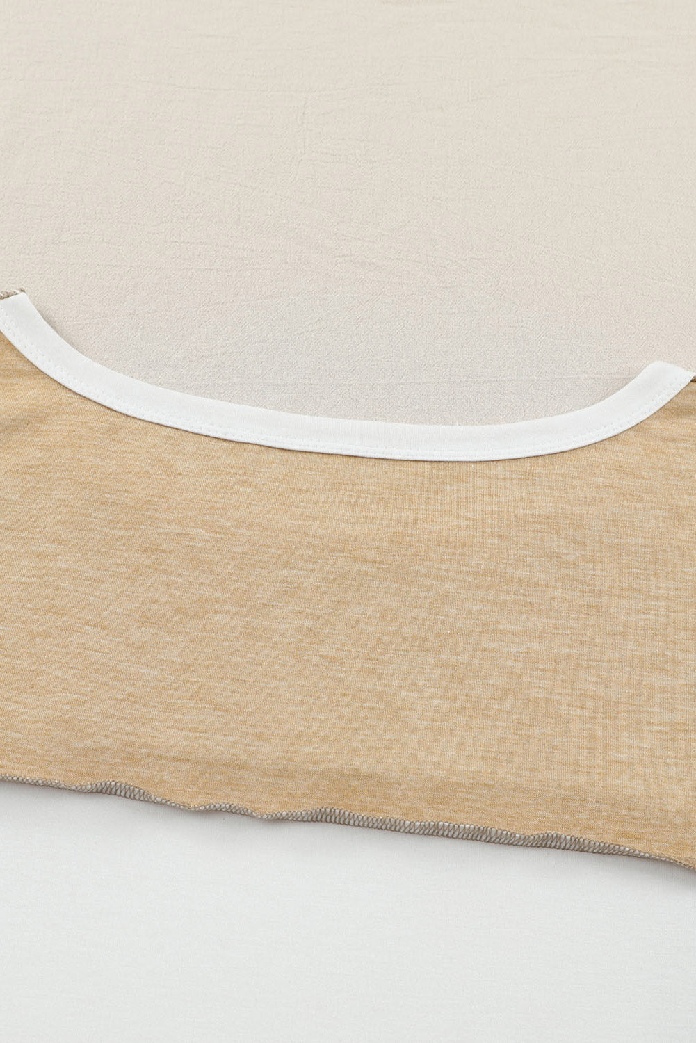 Cali Chic Khaki Exposed Seam Color Block Patchwork Top