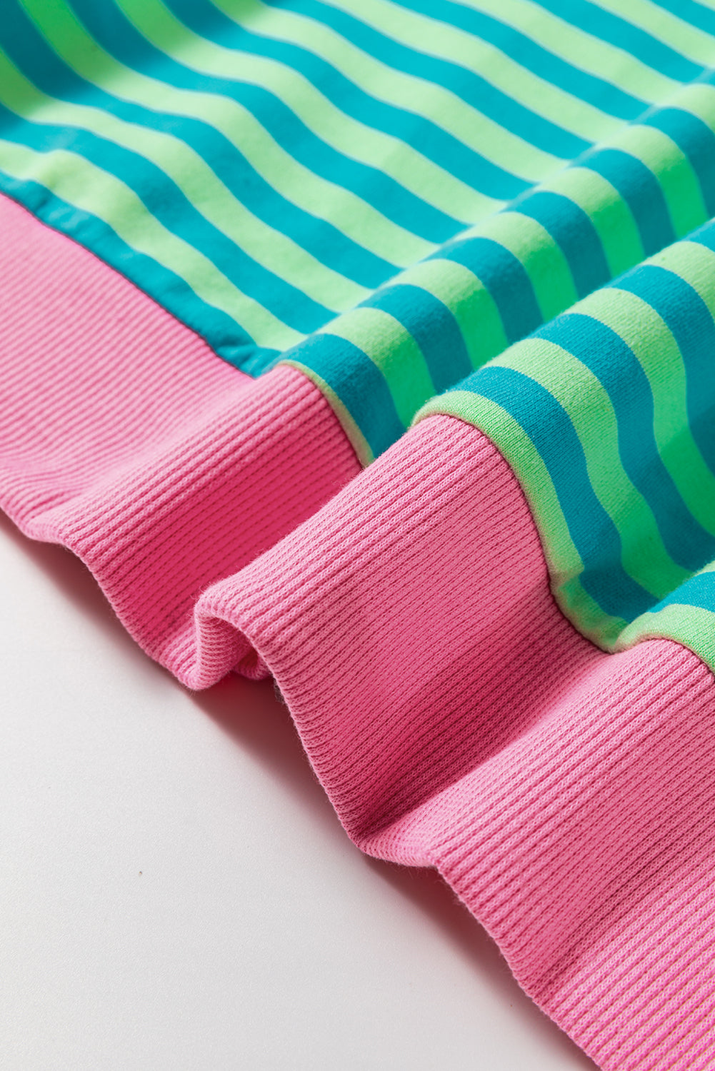 Cali Chic Women's Sweatshirt Sky Blue Stripe Oversized Contrast Trim Pullover