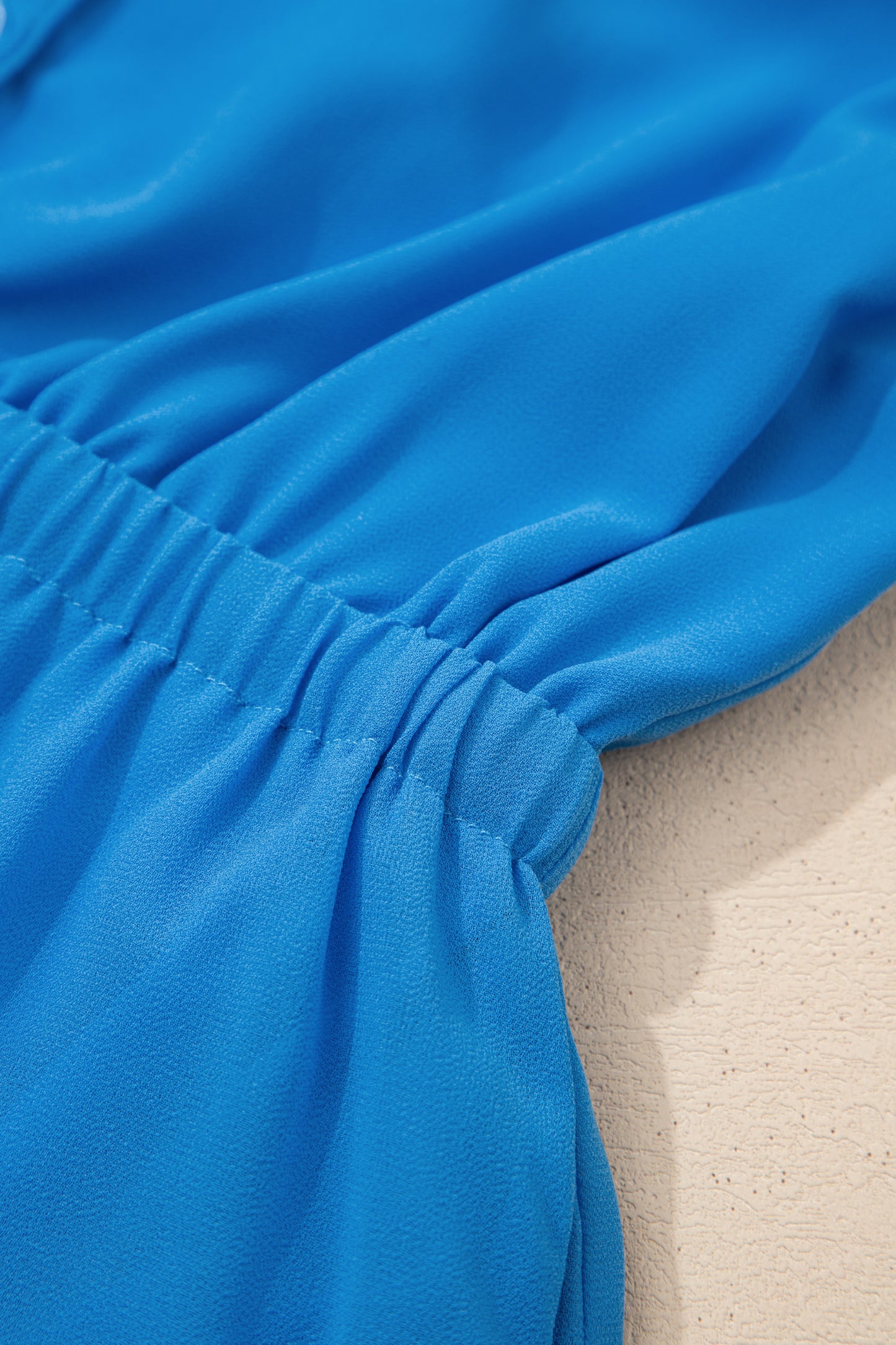 Cali Chic Women Dress Blue Half Buttons Collared Elastic Waist Sleeveless Shirt Dress - Cali Chic