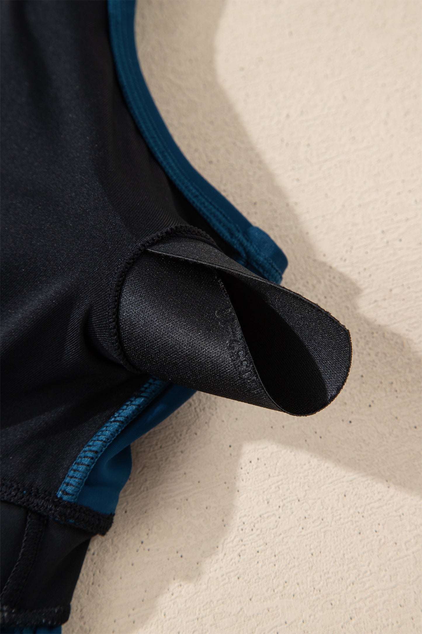 Cali Chic Women Swimsuit Sail Blue Color Block Patchwork Bow Knot Detail Sleeveless Swim Dress - Cali Chic