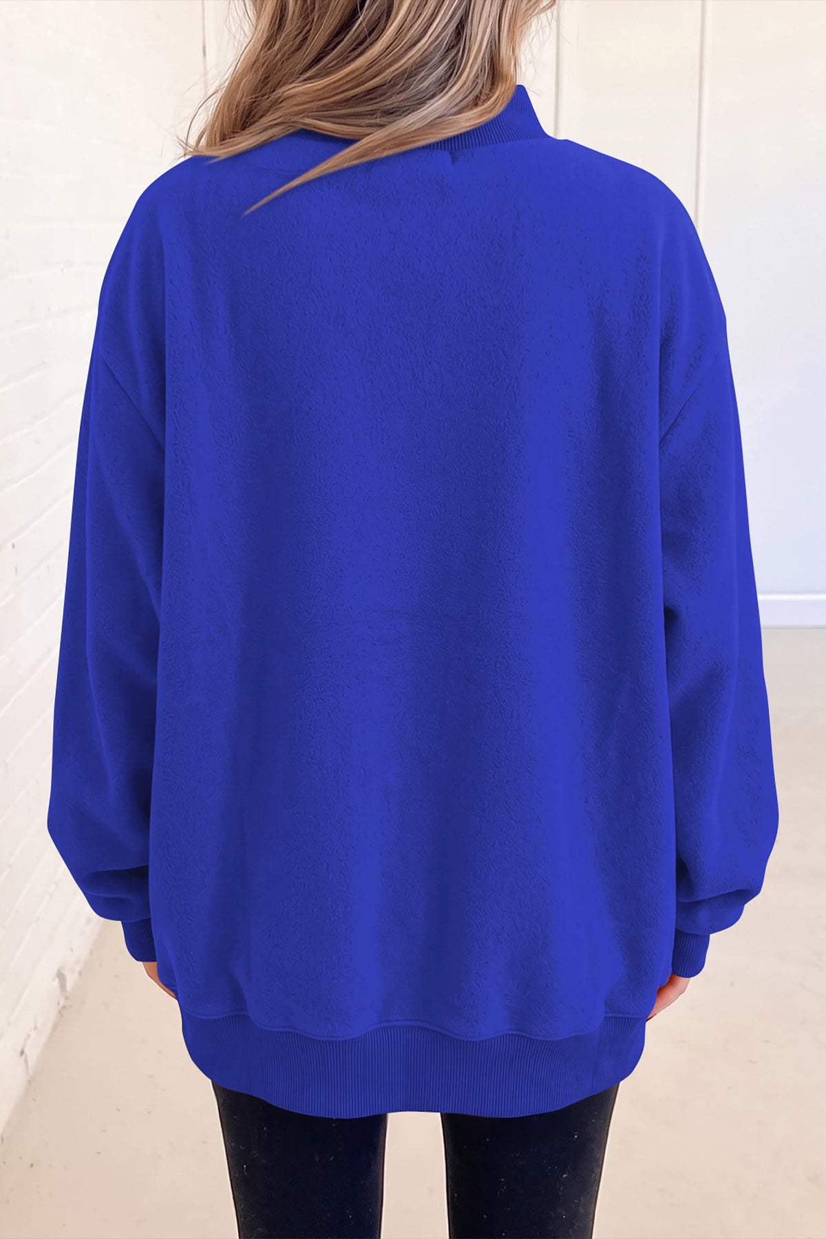Cali Chic Women's Sweatshirt Oversized Drop Shoulder Reversible Mock Neck Sweatshirt