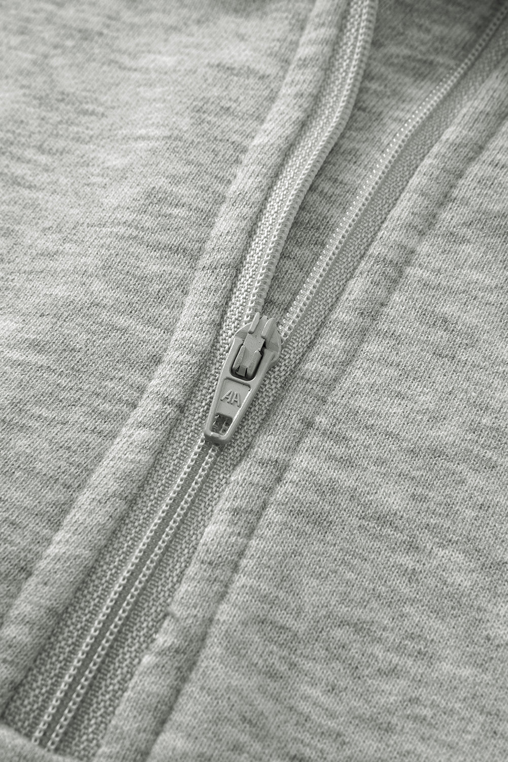 Cali Chic Gray Zip Up Stand Collar Ribbed Thumbhole Sleeve Sweatshirt