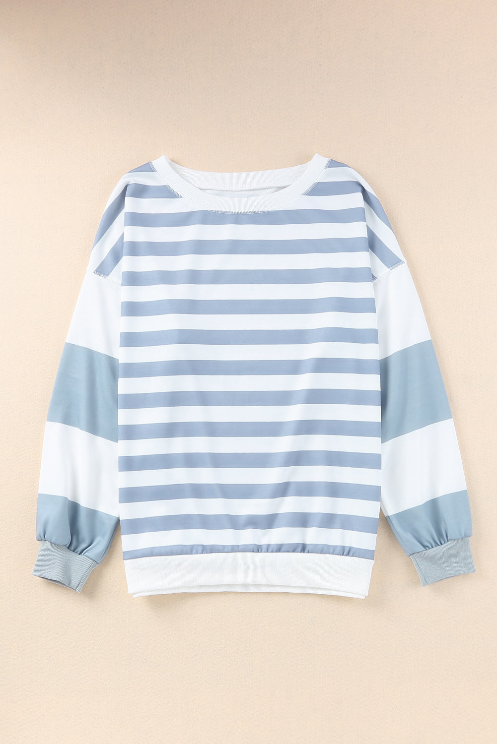 Cali Chic Stripe Drop Shoulder Striped Pullover Sweatshirt