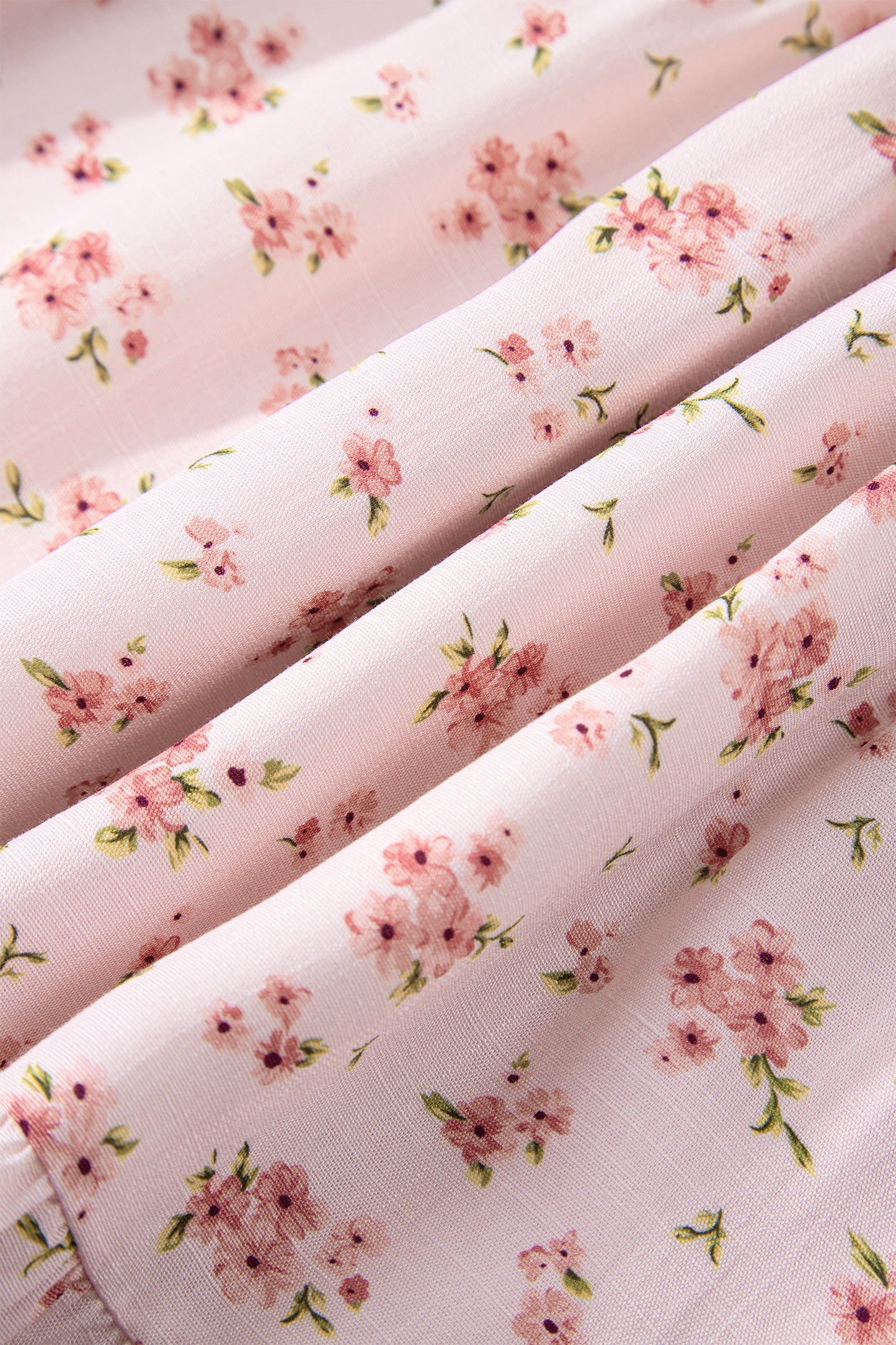 Cali Chic Women Dress Pink Front Tie Shirred Waist Short Sleeve Ruffled Floral Mini Dress - Cali Chic