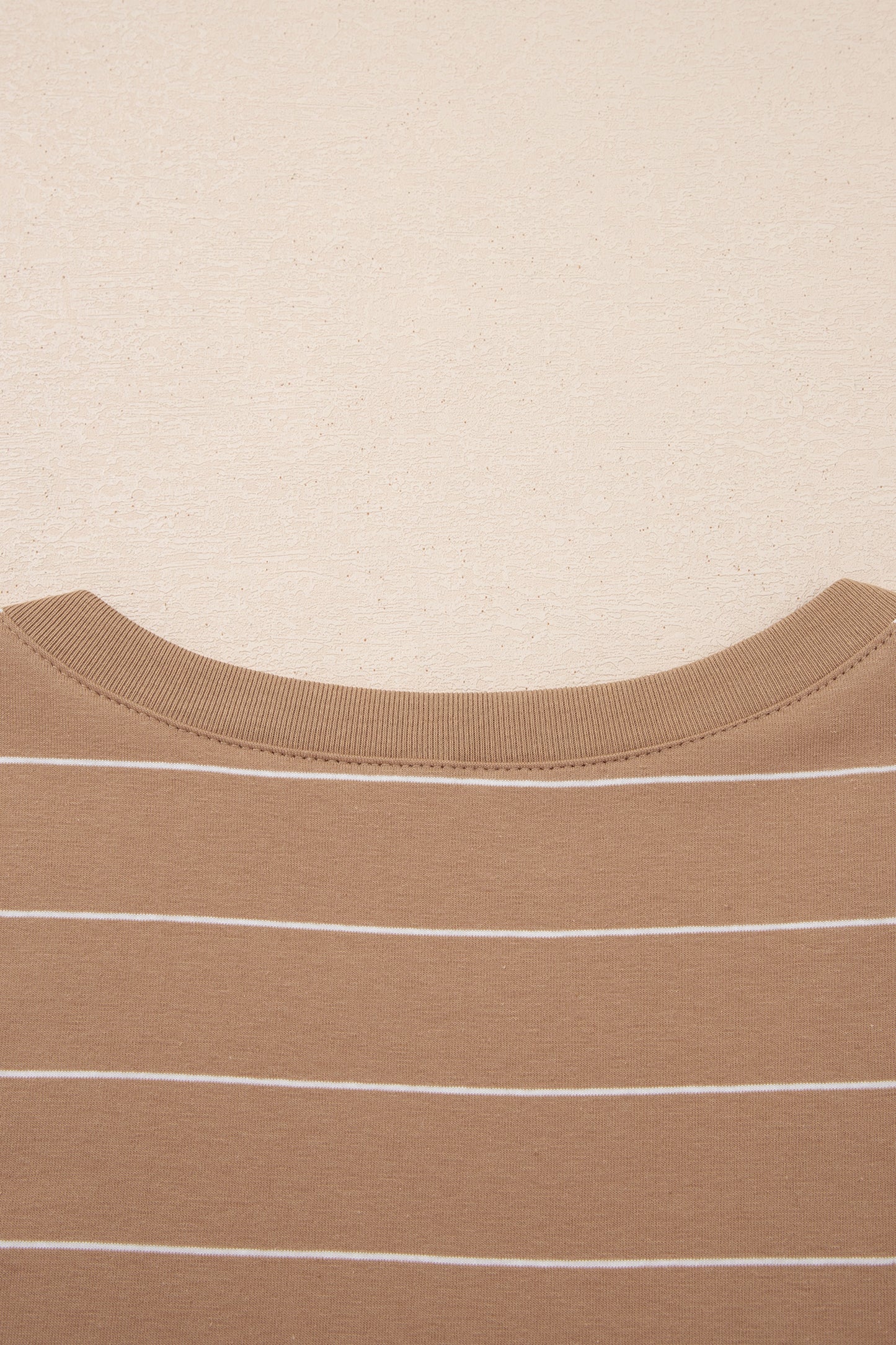 Cali Chic Women Dress Khaki Stripe Casual Short Sleeve Side Slit Maxi T Shirt Dress - Cali Chic