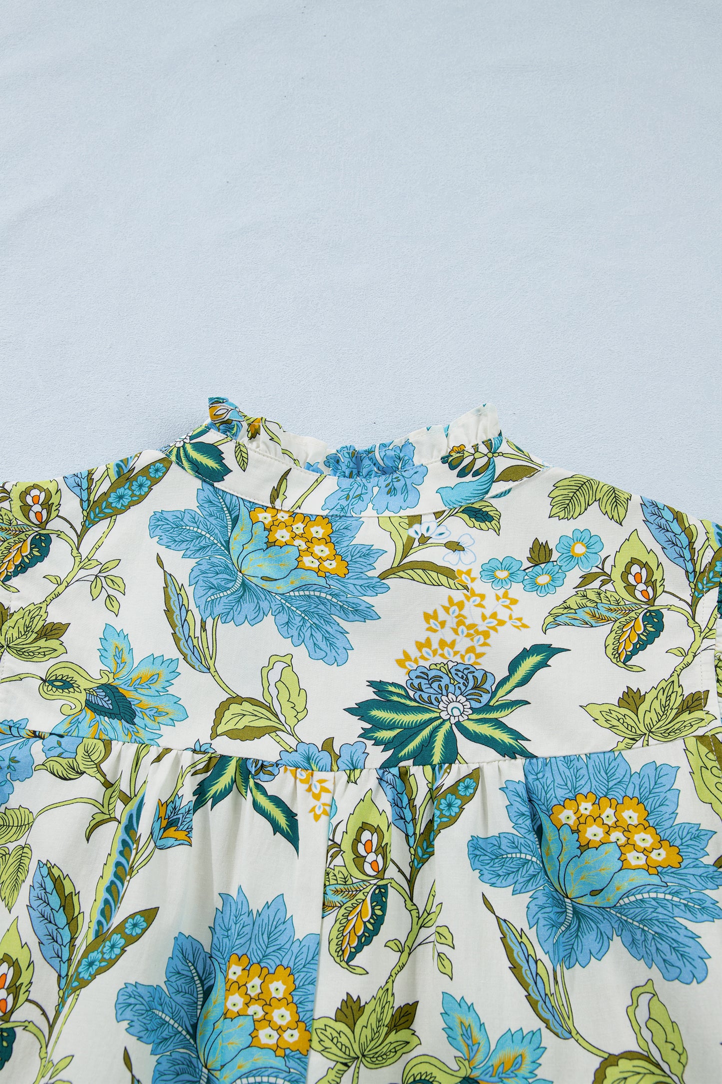 Cali Chic Women Dress Beige Floral Print V Neck Triple Ruffle Short Sleeve Shift Mini Dress - Cali Chic