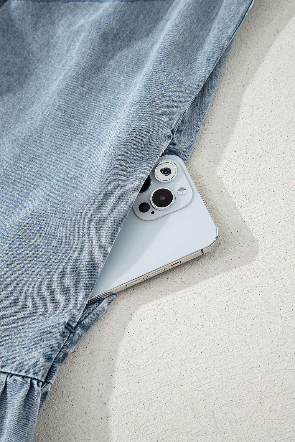 Cali Chic Women Dress Real Teal Bowknot Neck Sleeveless Ruffled Chambray Dress - Cali Chic