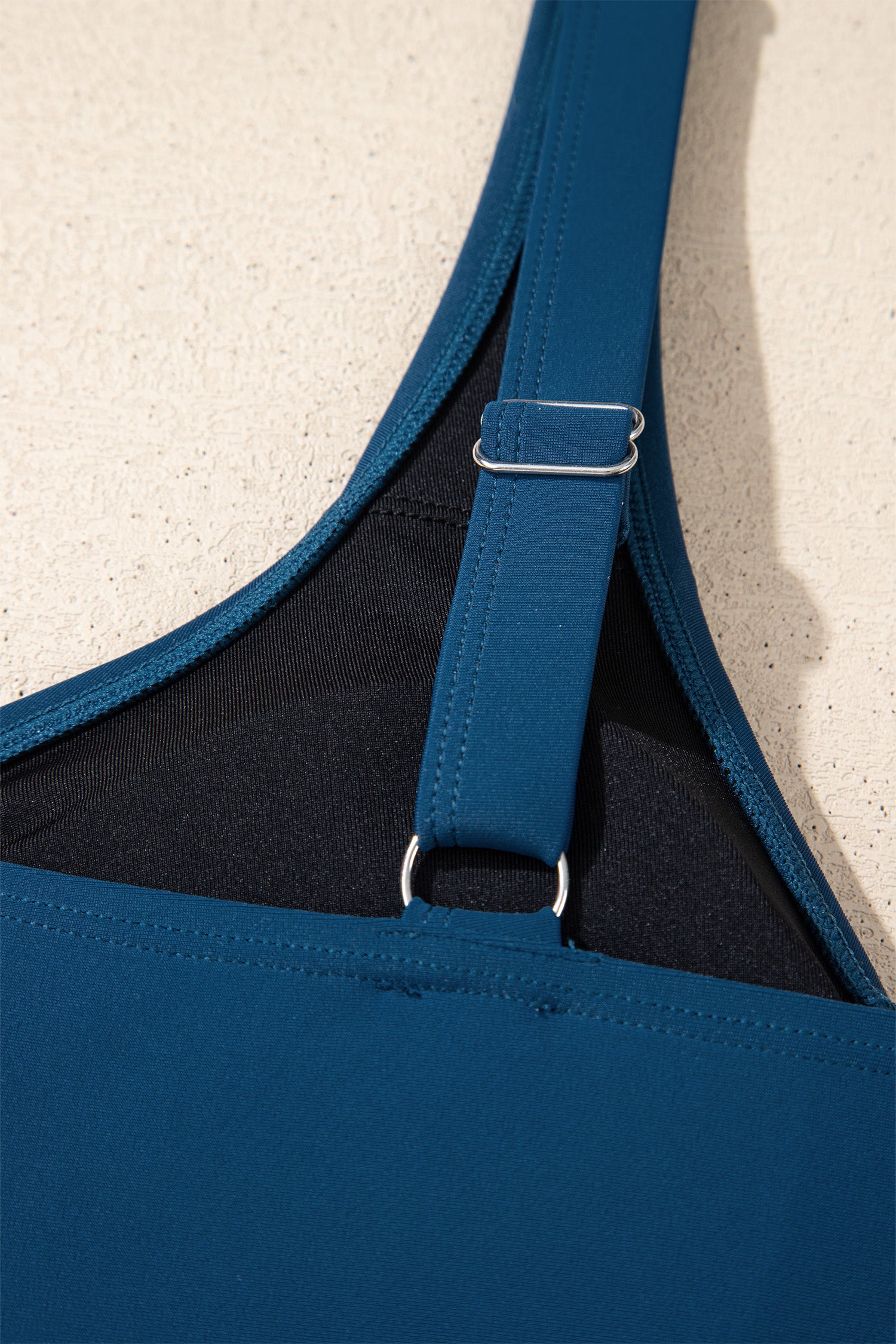 Cali Chic Women Swimsuit Sail Blue Color Block Patchwork Bow Knot Detail Sleeveless Swim Dress - Cali Chic