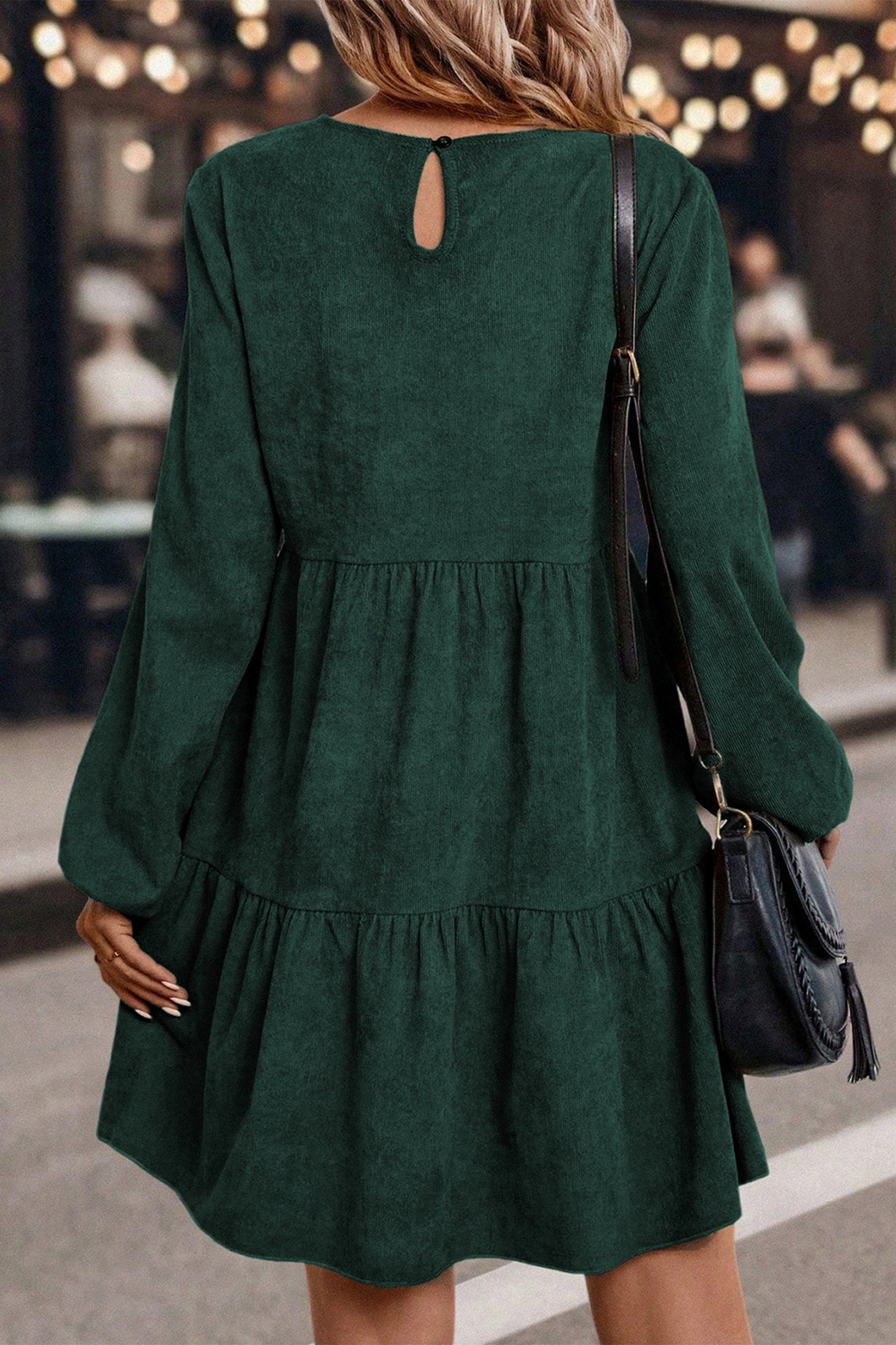 Cali Chic Women Dress Mist Green Lantern Sleeve Tiered Mini Dress - Cali Chic