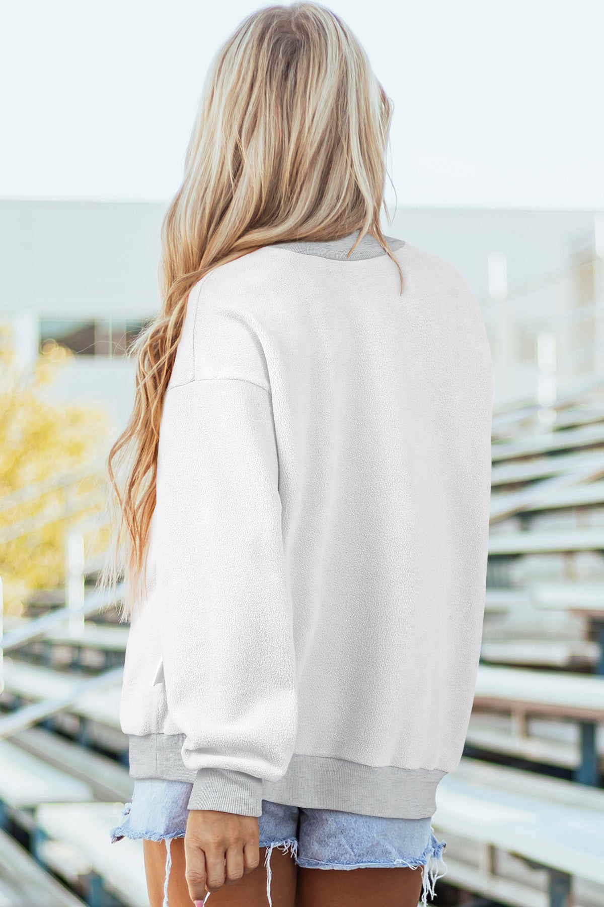 Cali Chic Women's Sweatshirt Oversized Drop Shoulder Reversible Mock Neck Sweatshirt