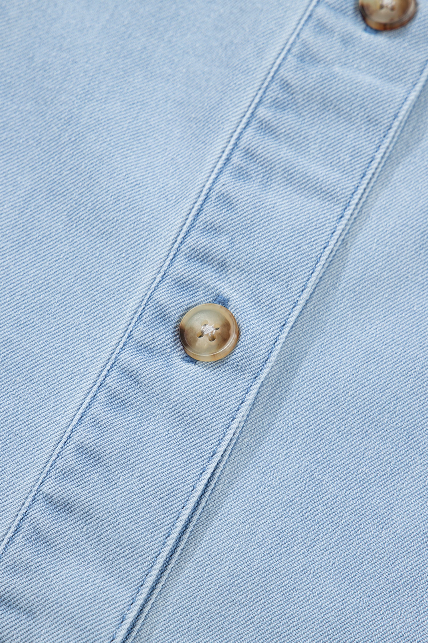 Cali Chic Women Dress Beau Blue Ruffled Edge Collared Shift Denim Dress with Pockets - Cali Chic