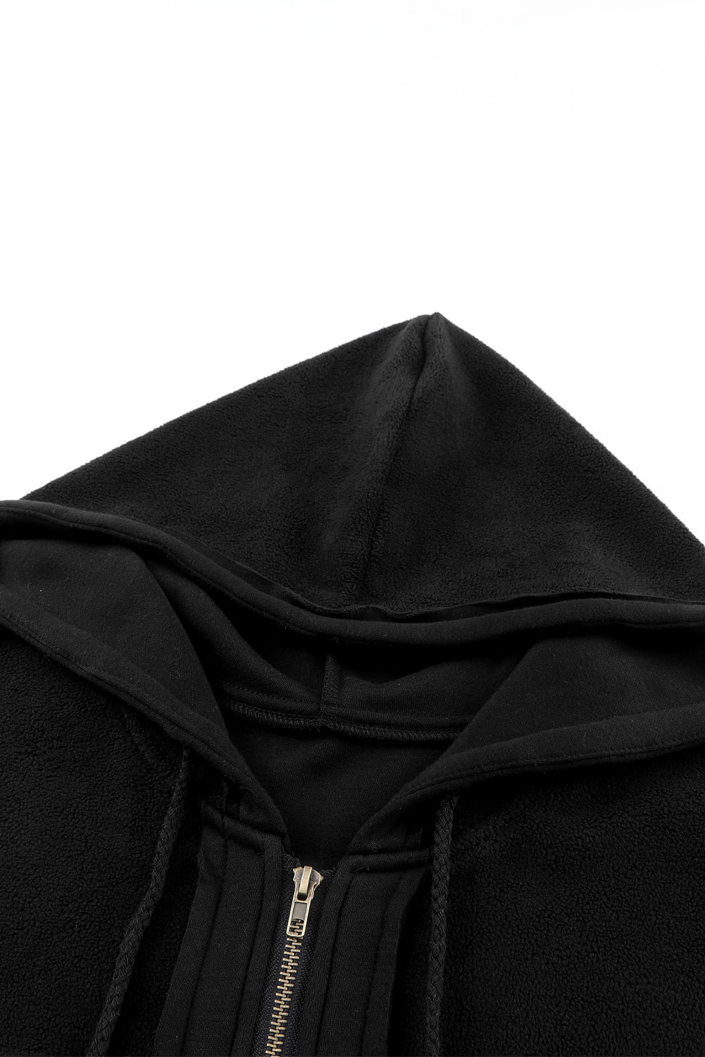 Cali Chic Black Flap Pocket Drawstring Hood Zip Up Jacket