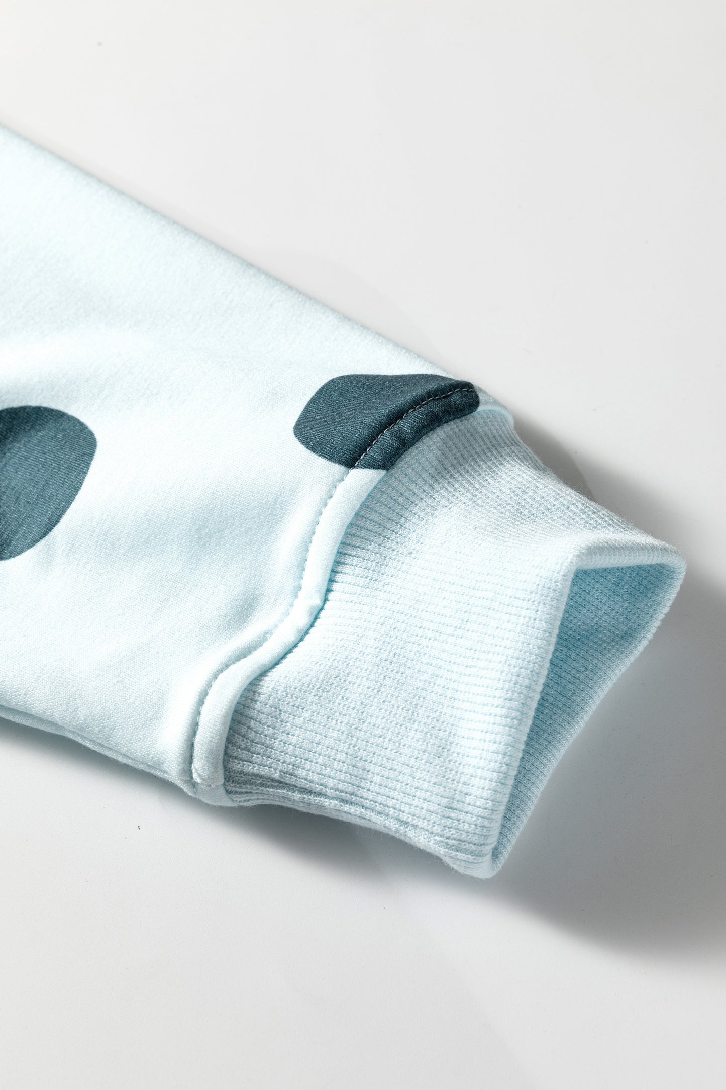 Cali Chic Women Sky Blue Polka Dot Print Drop Shoulder Pullover Drawstring Shorts Set - Cali Chic