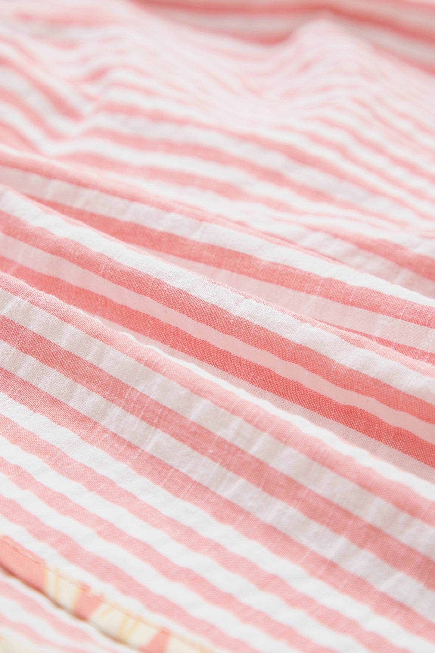 Cali Chic Women Short Light Pink Floral Trim Ribbon Knot Striped Casual Shorts - Cali Chic