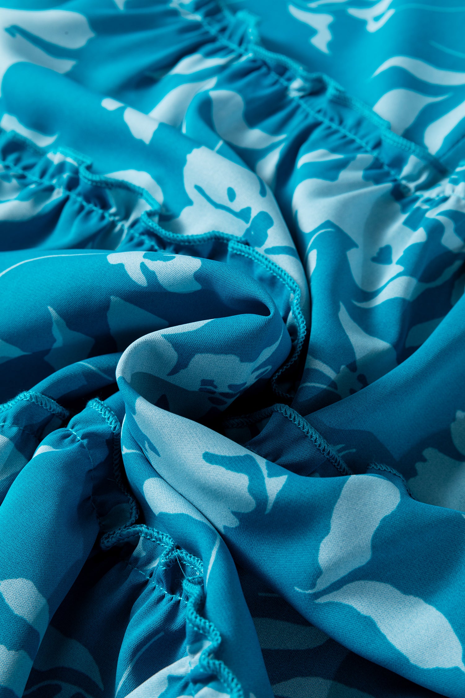 Cali Chic Women Dress Blue Flower Half Sleeve Tiered Ruffled Mini Dress - Cali Chic