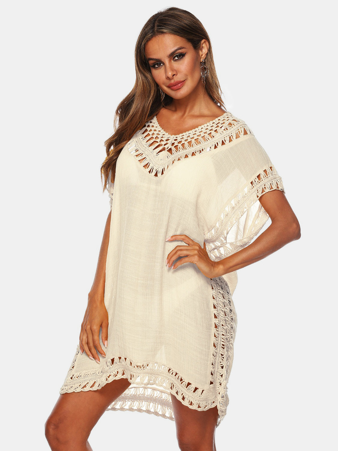 Cali Chic Cutout V-Neck Short Sleeve Cover-Up