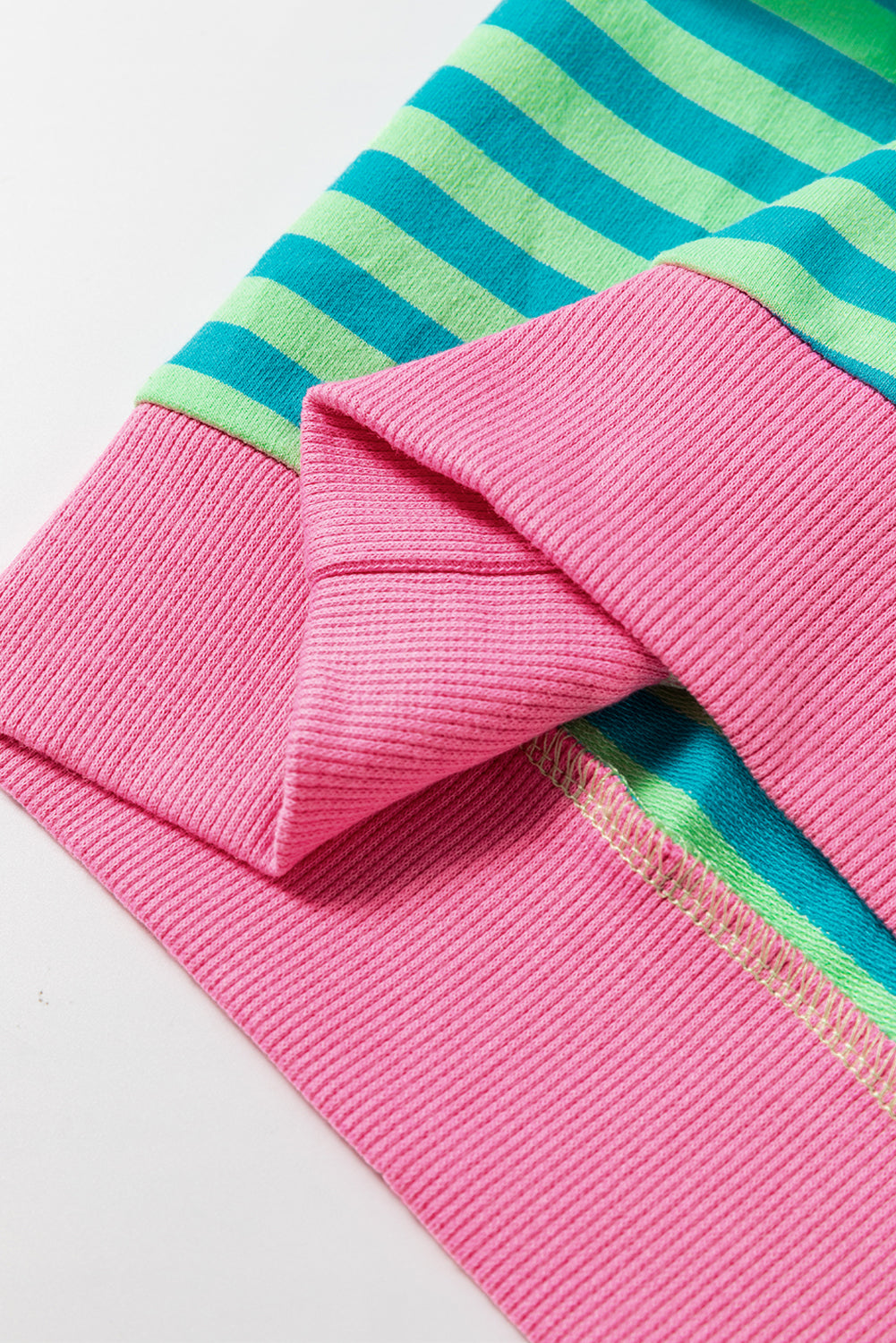 Cali Chic Women's Sweatshirt Sky Blue Stripe Oversized Contrast Trim Pullover