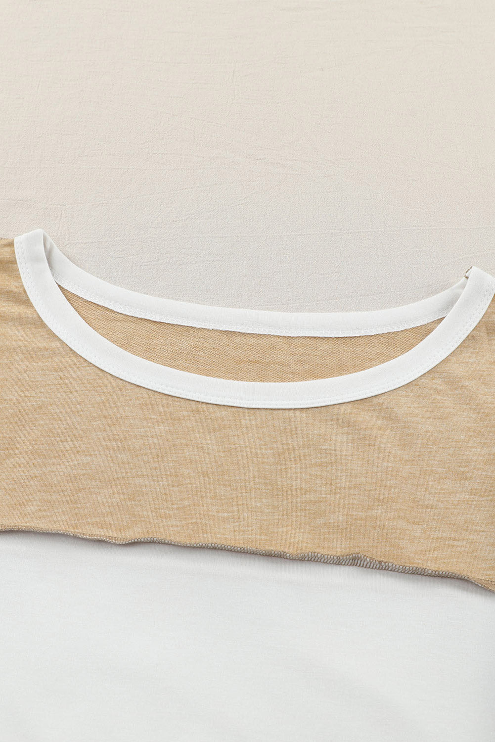 Cali Chic Khaki Exposed Seam Color Block Patchwork Top