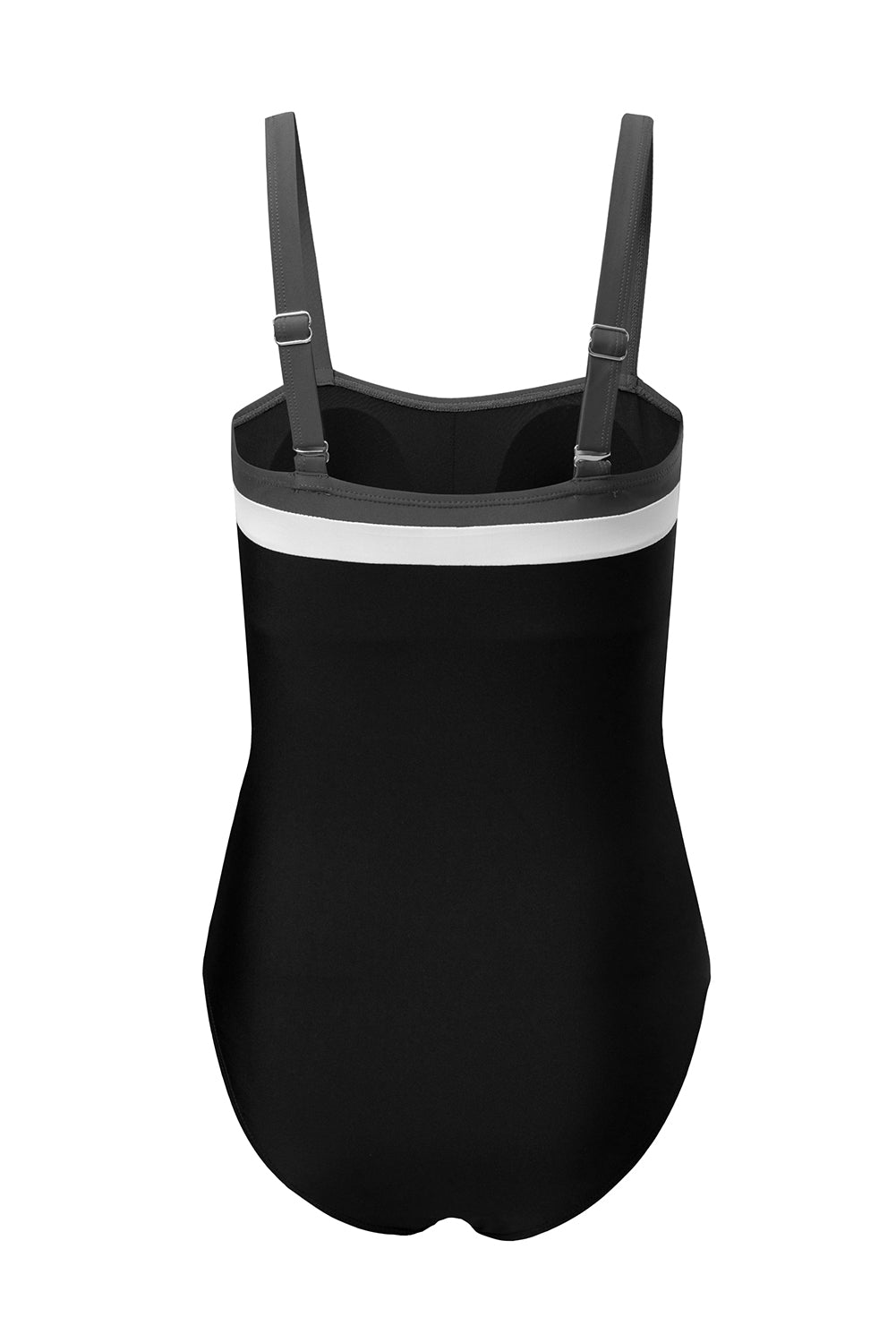 Black Color Block Detail Adjustable Straps One Piece Swimsuit - Cali Chic