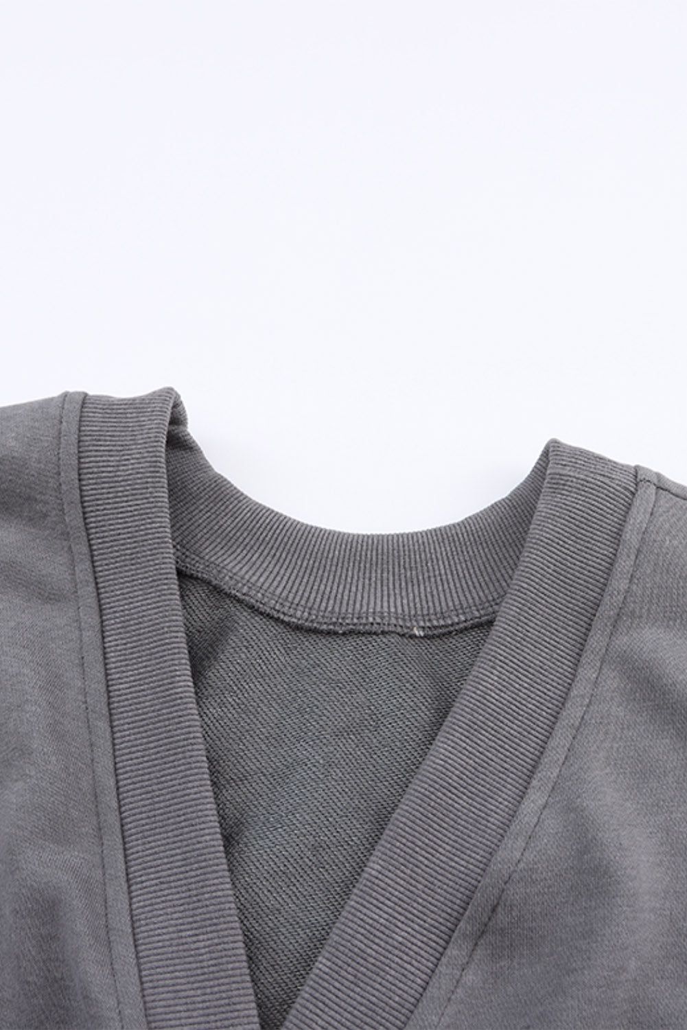 Cali Chic Gray Exposed Seam Twist Open Back Oversized Sweatshirt