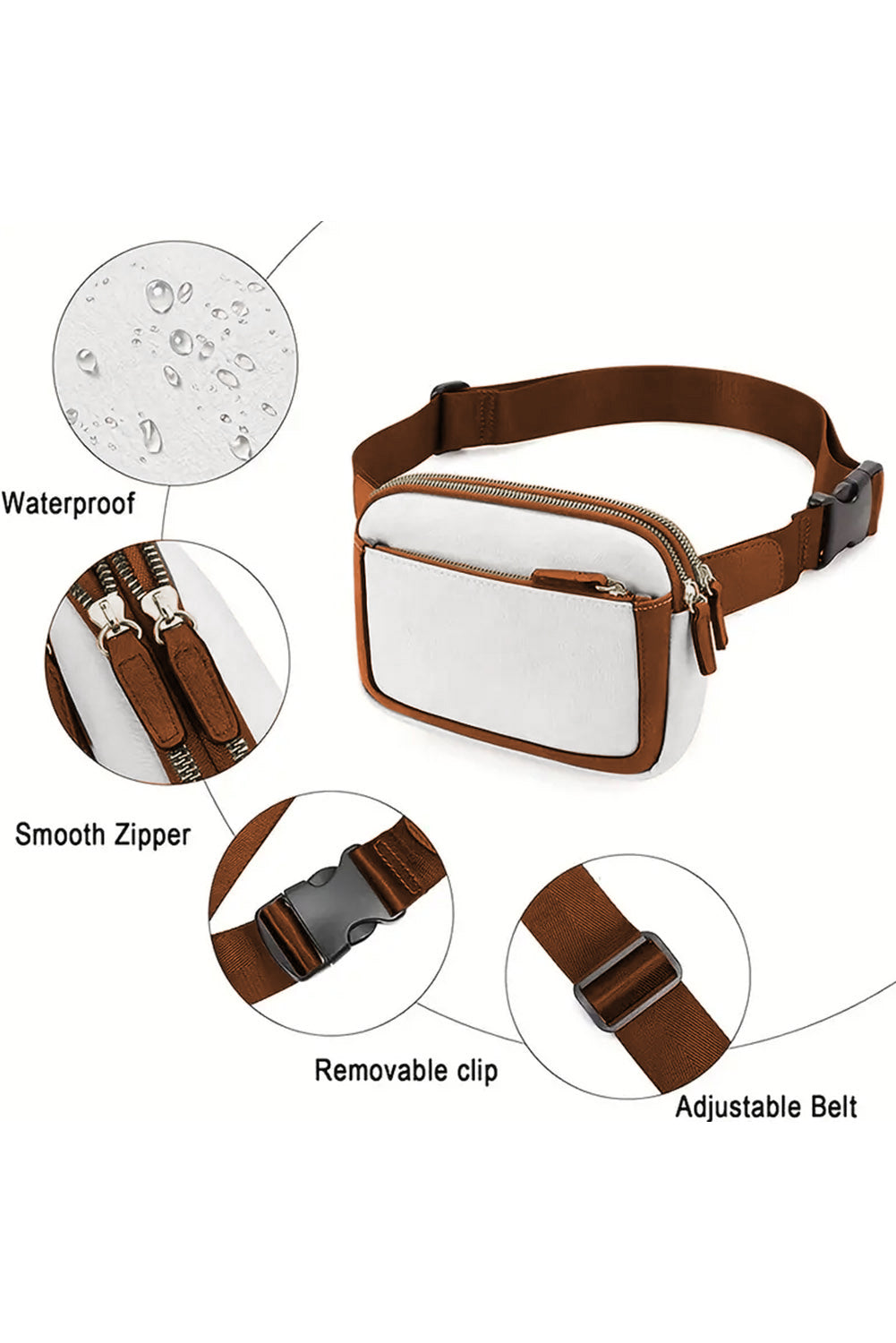 Cali Chic White Adjustable Strap Mini PU Leather Crossbody Bag