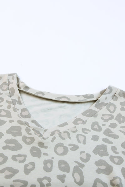 Leopard Print Long Sleeve Top & Drawstring Joggers Loungewear