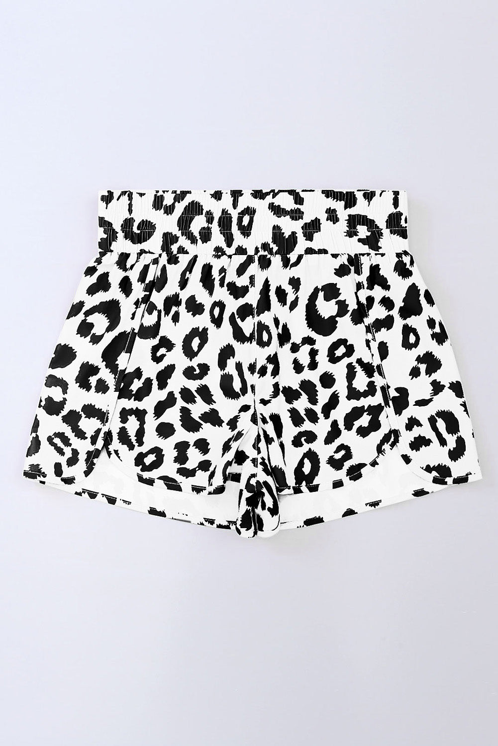Cali Chic Women Short White Leopard High Waisted Athletic Shorts - Cali Chic