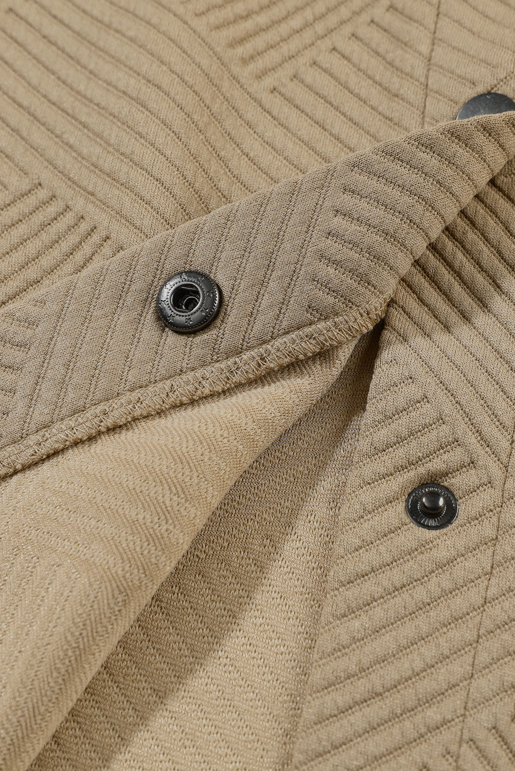 Khaki Solid Textured Flap Pocket Buttoned Shacket