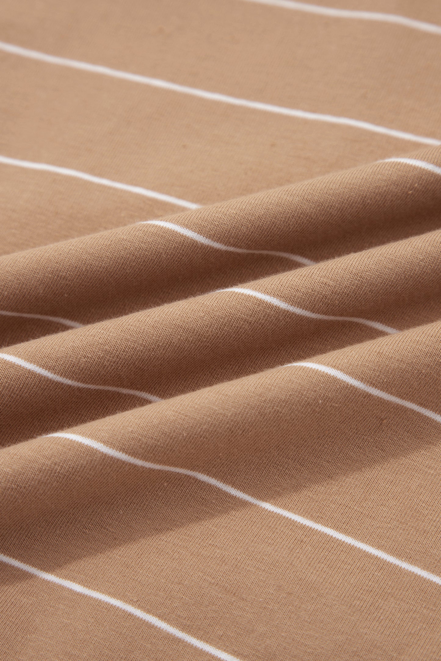 Cali Chic Women Dress Khaki Stripe Casual Short Sleeve Side Slit Maxi T Shirt Dress - Cali Chic