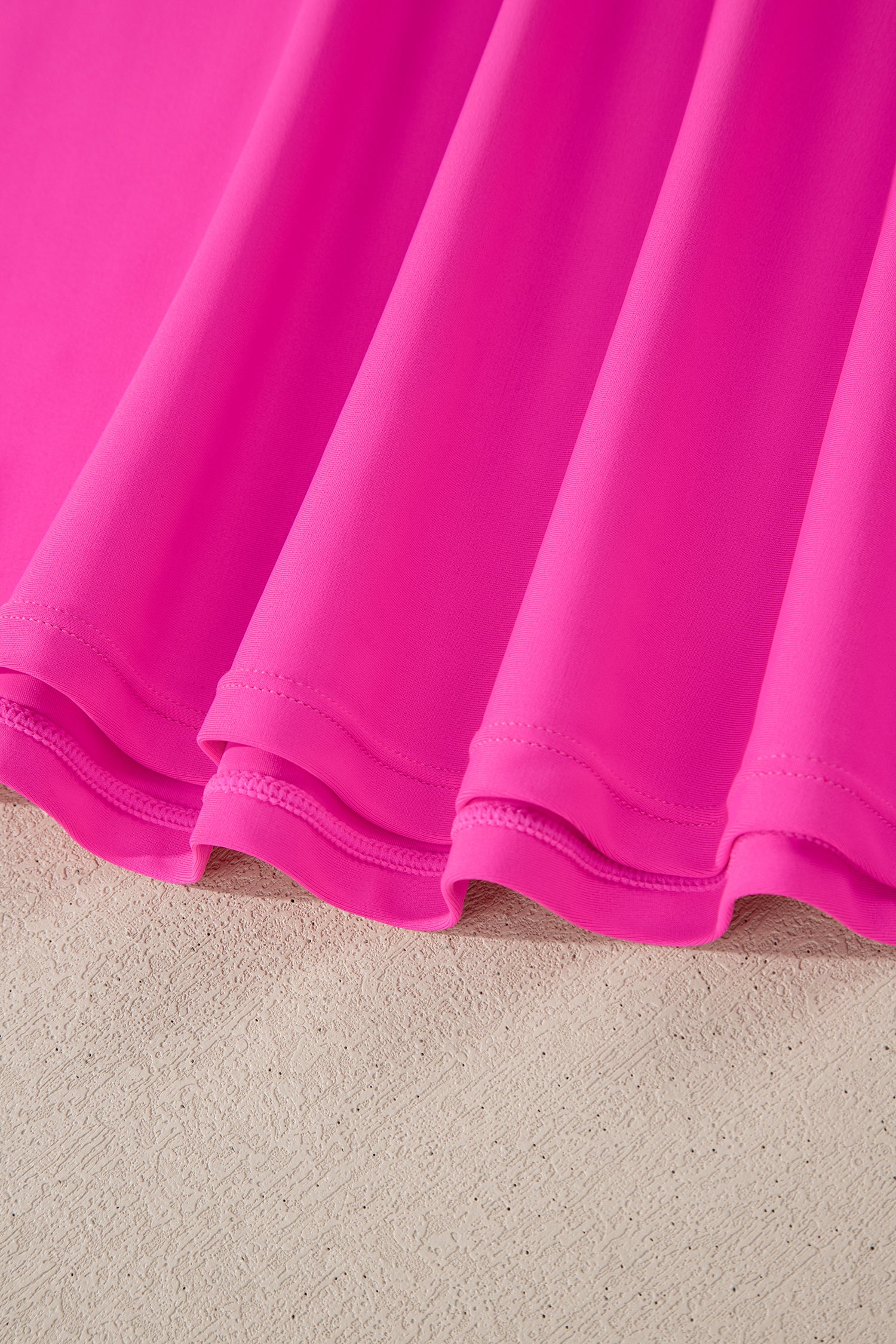 Cali Chic Women Swimsuit Rose Red Contrast Trim Neckline Active Shorts Attached One Piece Swim Dress - Cali Chic