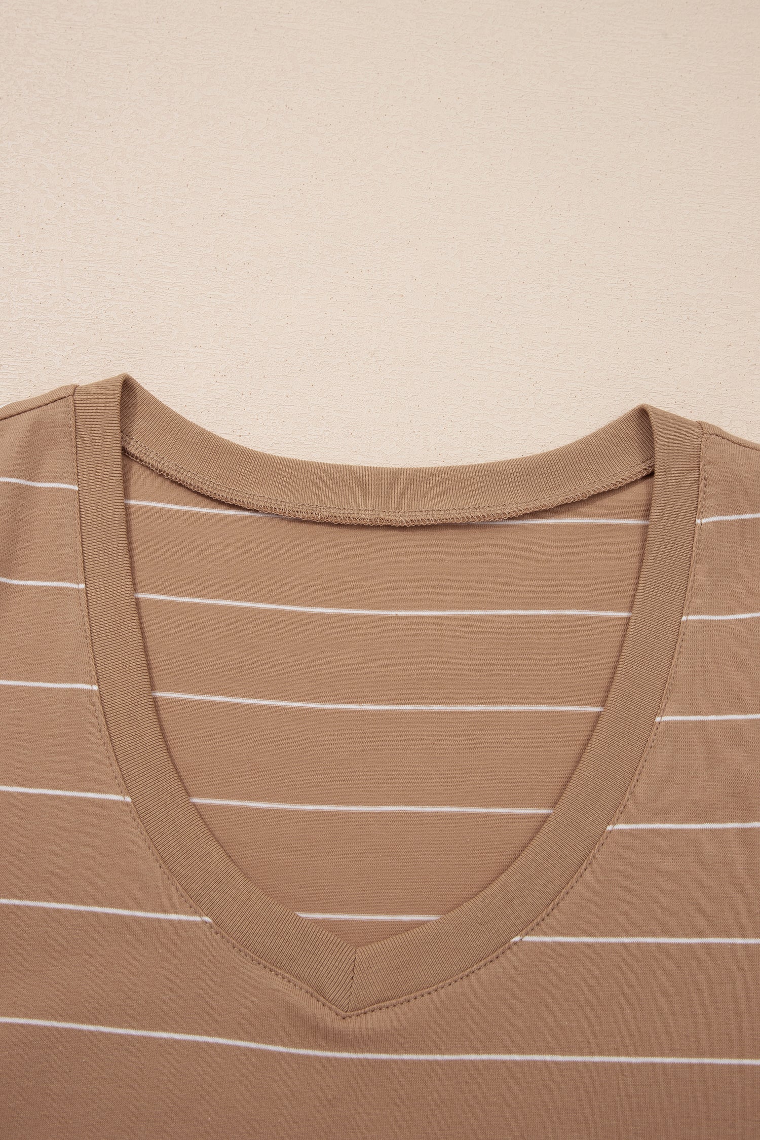 Cali Chic Women Dress Khaki Stripe Casual Short Sleeve Side Slit Maxi T Shirt Dress - Cali Chic