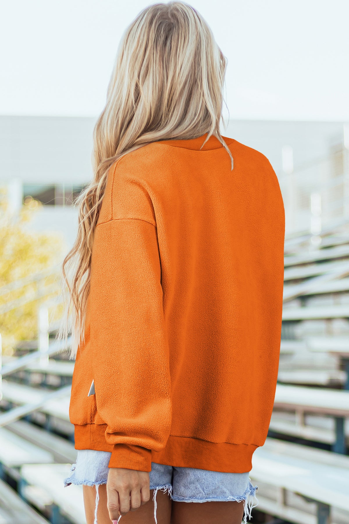 Cali Chic Women's Sweatshirt Oversized Drop Shoulder Reversible Mock Neck Sweatshirt