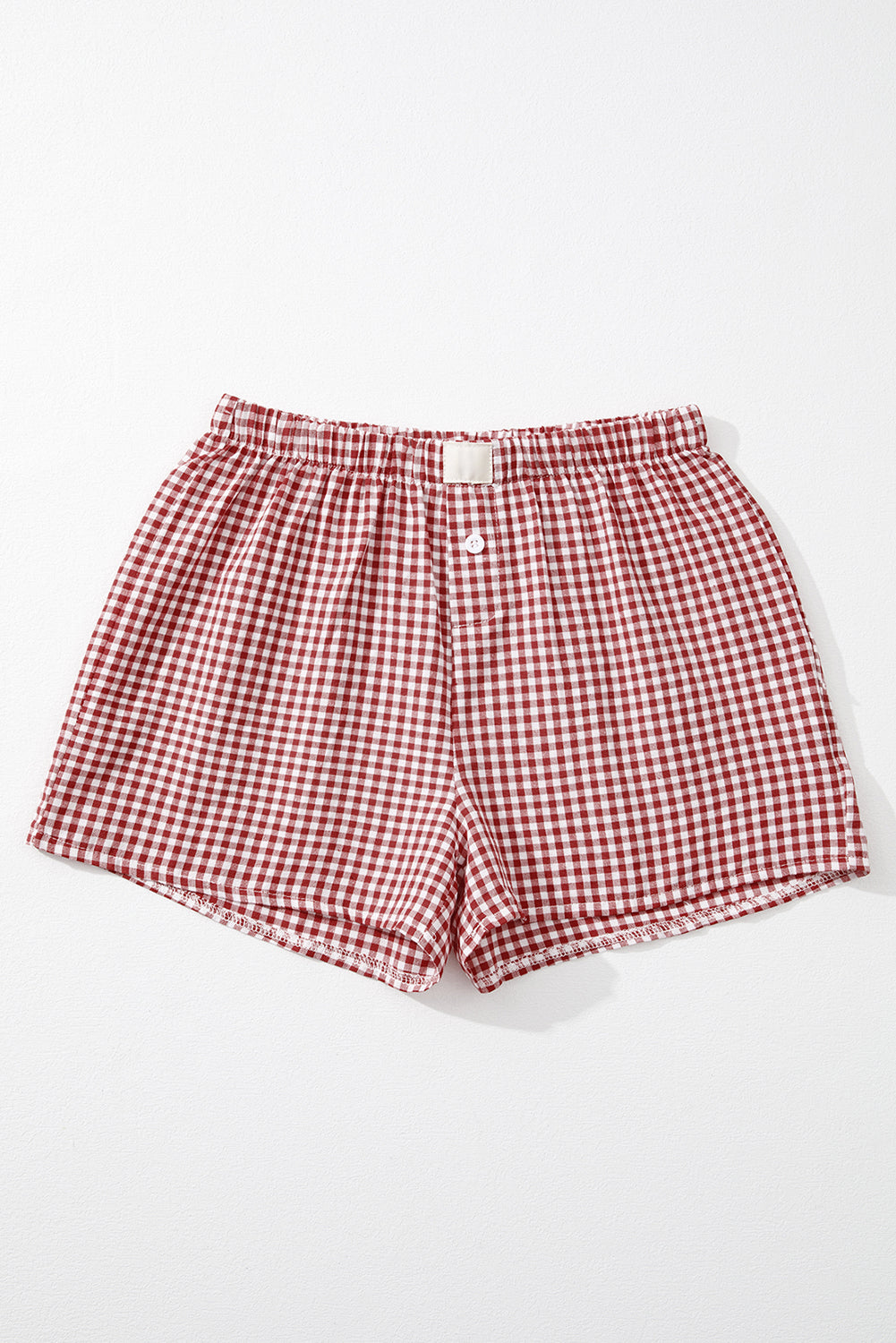 Cali Chic Red Plaid Gingham Printed High Waist Shorts