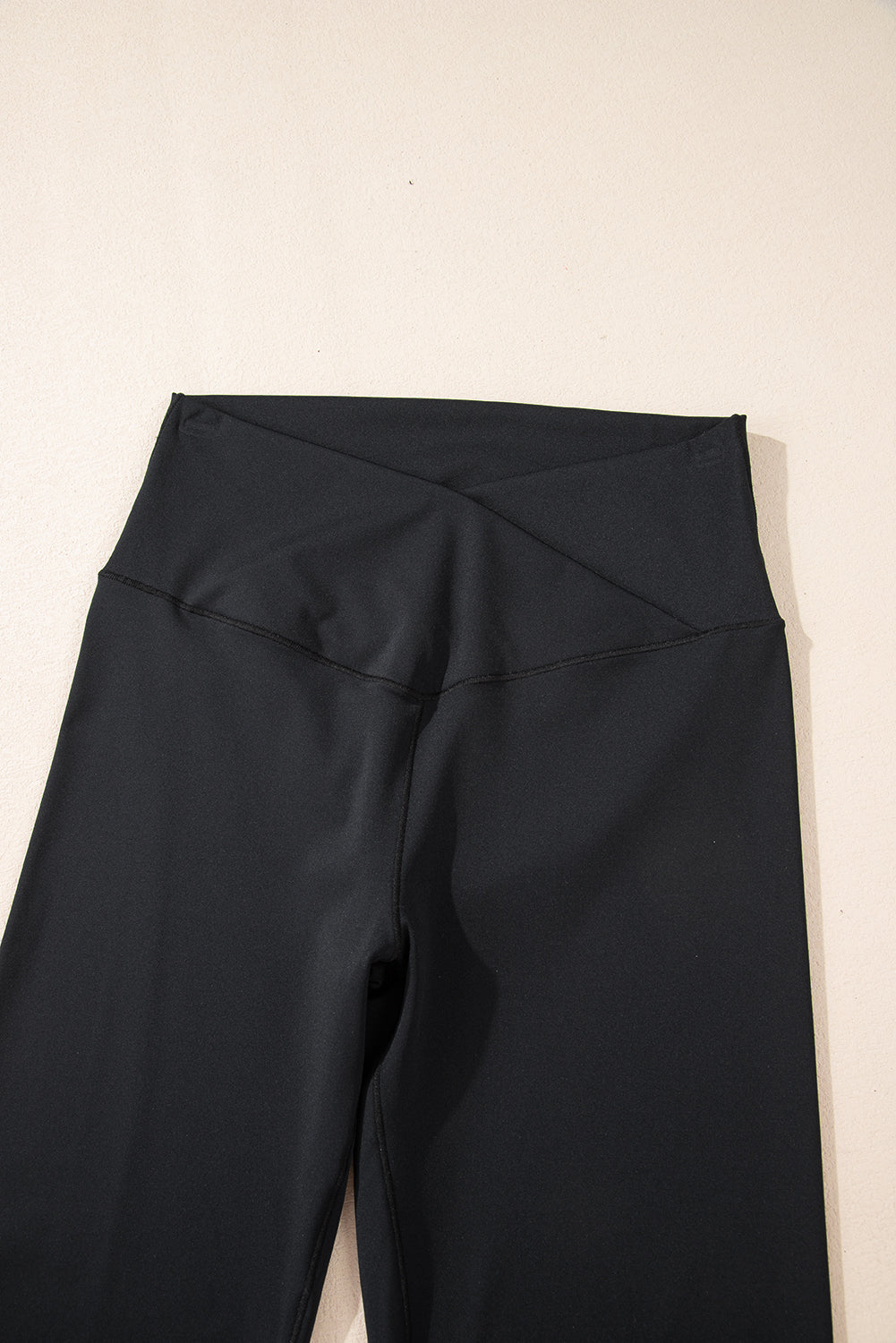 Cali Chic Women's Leggings Black V Shape High Waist Flared Pants