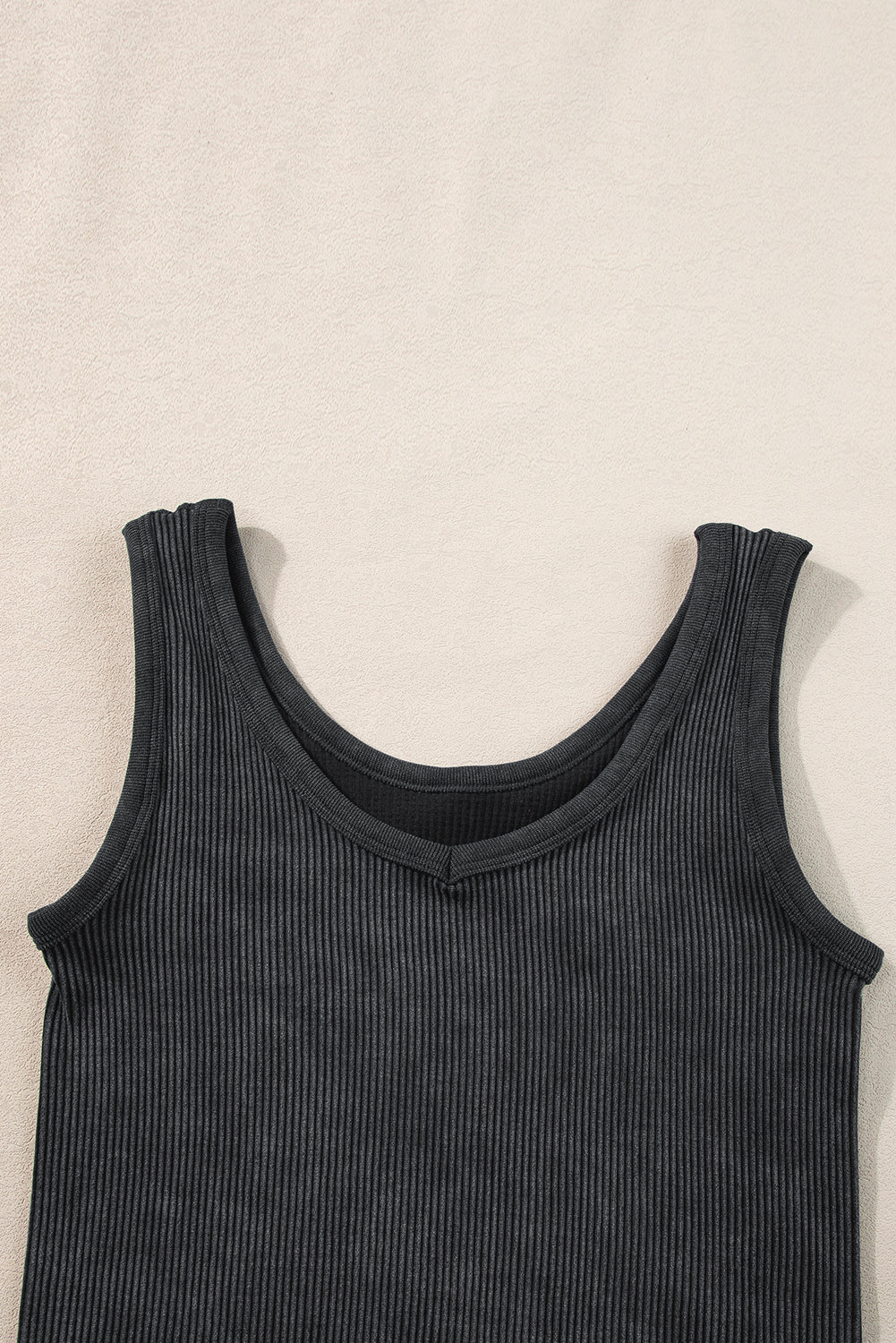Black Ribbed Seamless Cropped Tank Top