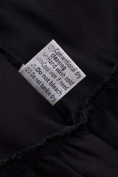 Black Boho Solid Shirred Ruffle Mini Dress