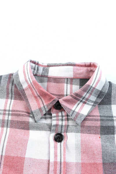 Pink Plaid Button Up Patch Pocket Shirt