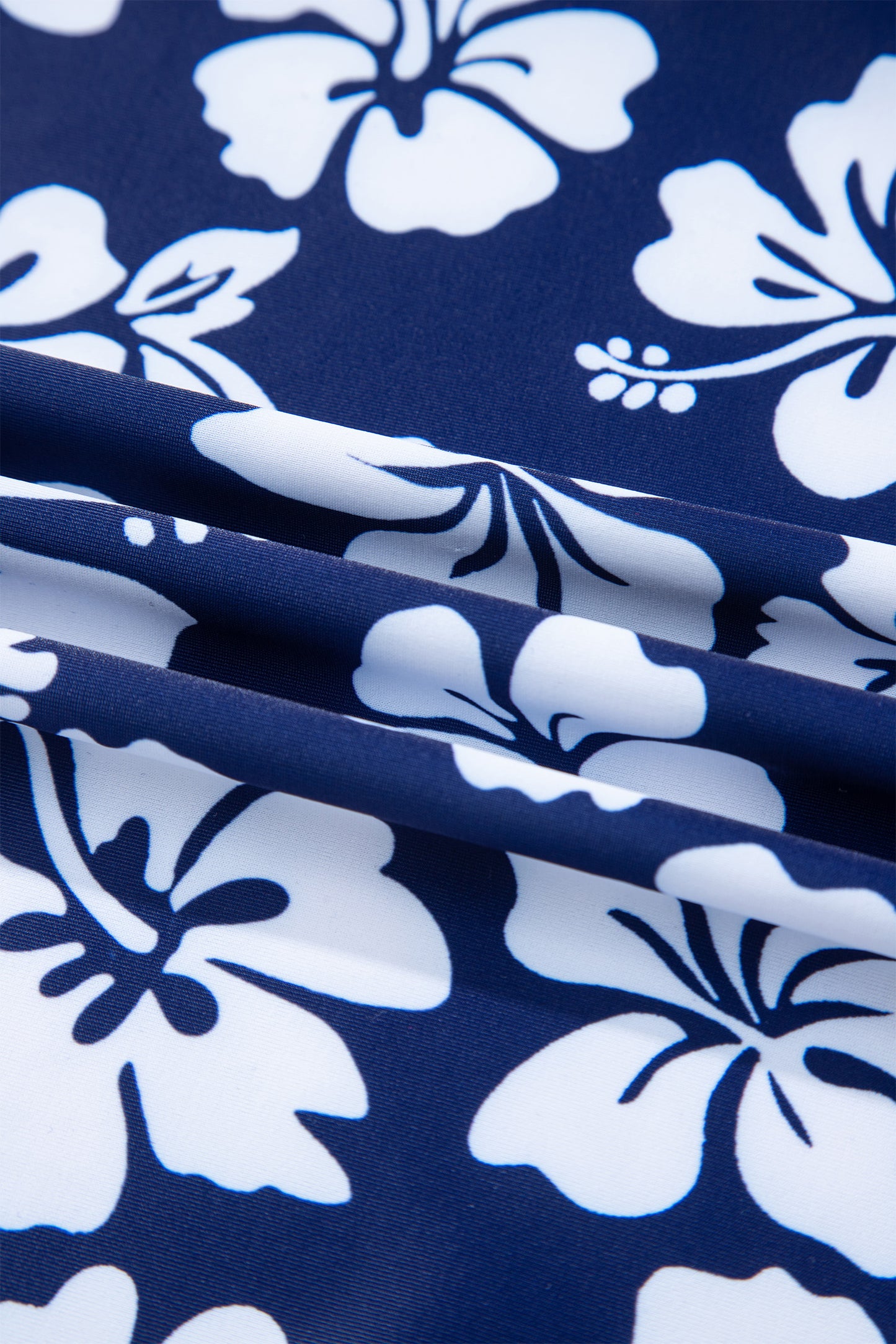 Cali Chic Women Swimsuit Blue Floral Print Patchwork Bow Knot Detail Sleeveless Swim Dress - Cali Chic