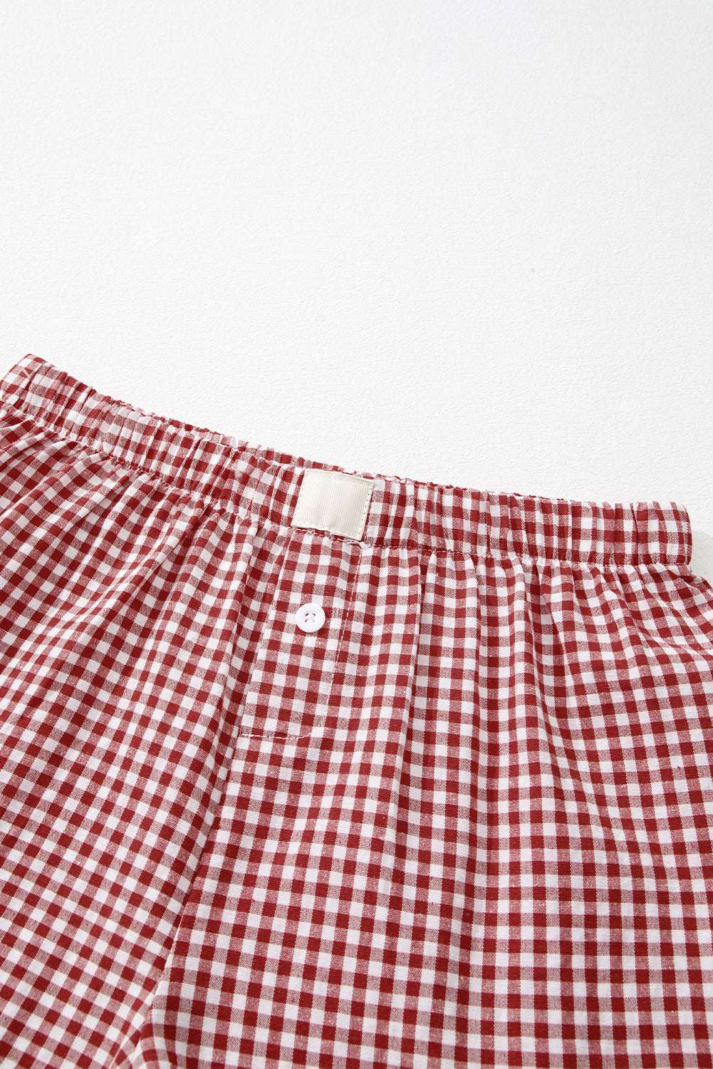 Cali Chic Red Plaid Gingham Printed High Waist Shorts