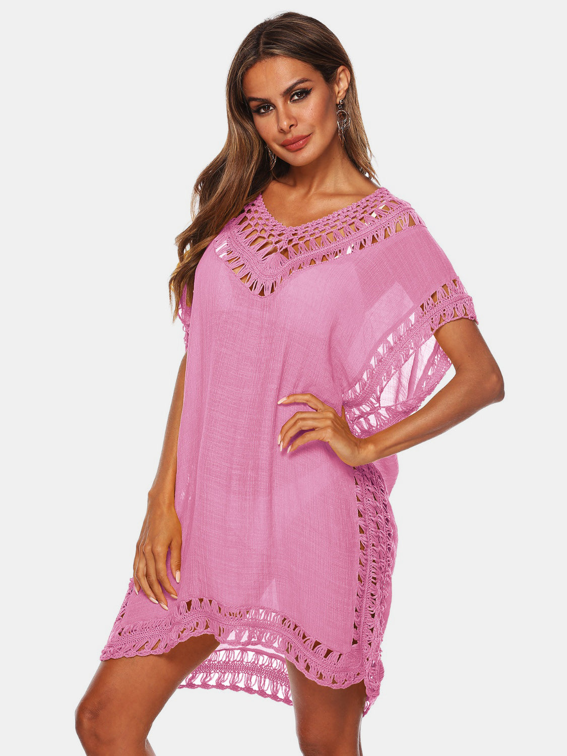 Cali Chic Cutout V-Neck Short Sleeve Cover-Up