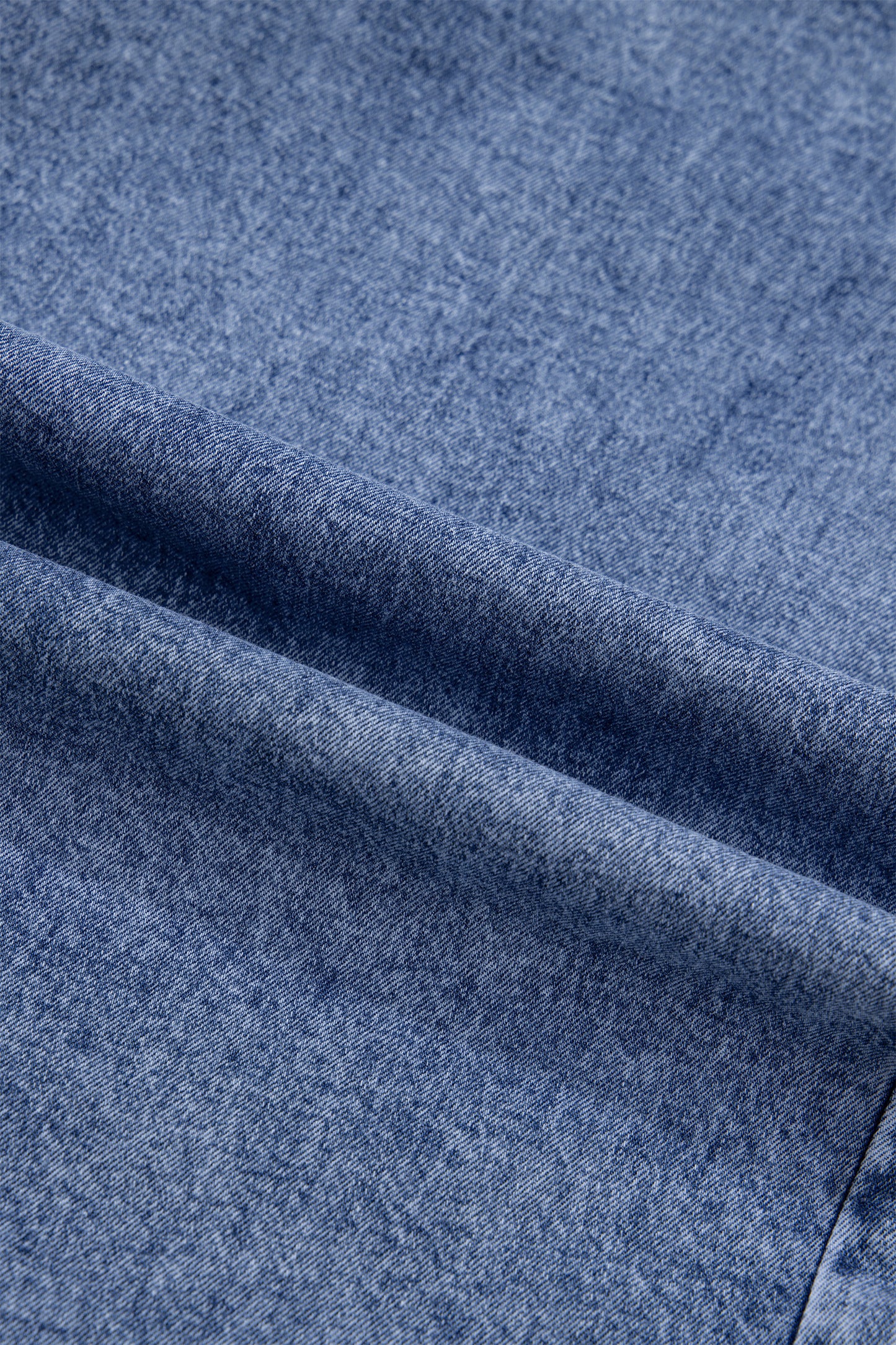 Cali Chic Women Top Dusk Blue Vintage Wash Denim Ruffle Detail Button Down Shirt - Cali Chic