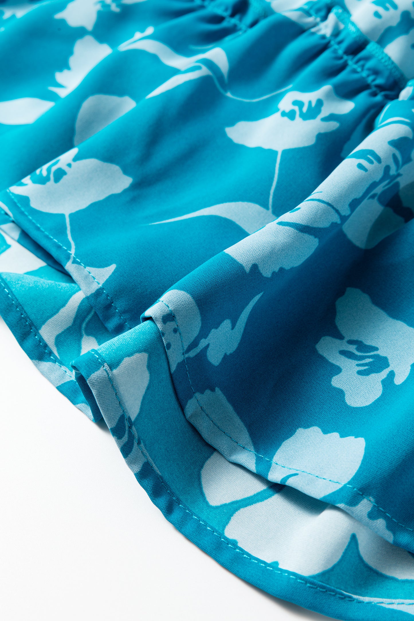 Cali Chic Women Dress Blue Flower Half Sleeve Tiered Ruffled Mini Dress - Cali Chic